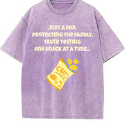 Dad Who Loves Snacks Father's Day Vintage Washed T-Shirt in Purple