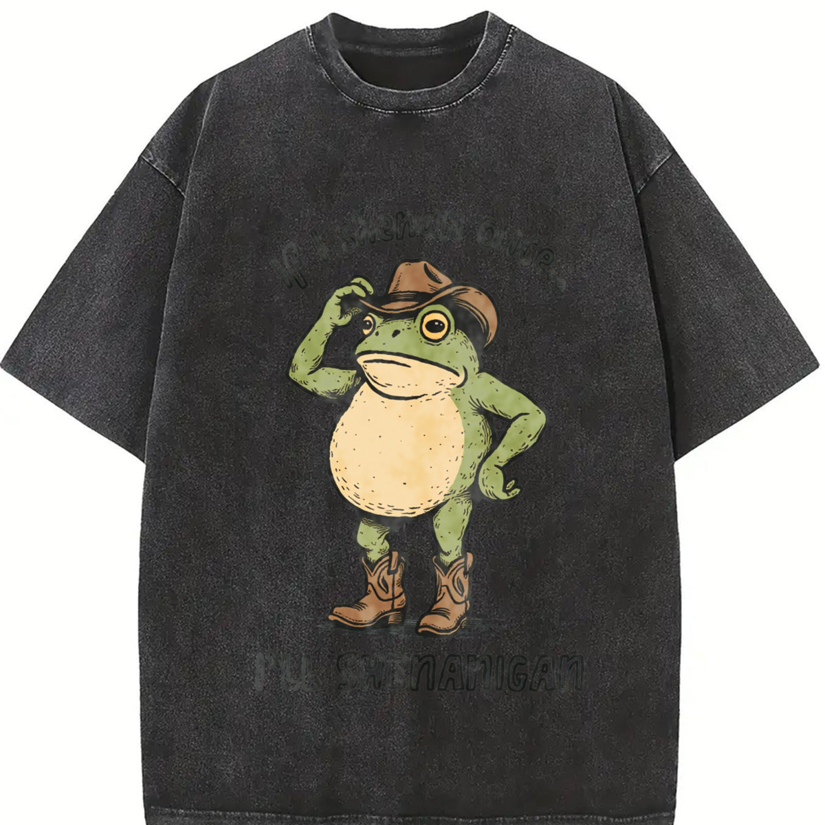 If I Shenan Once I'll Shenanigan vintage washed oversized T-shirt in Black