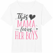 This Mama Loves Her Boys Cotton T-Shirt in White