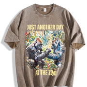 Just Another Day at the Zoo Vintage Washed T-Shirt in Brown
