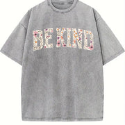 Be Kind Motivational Teacher Vintage Washed T-Shirt in Gray