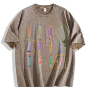 Sardines Tin Fish 90s Tomato Girl Ocean Coastal Grandma vintage washed oversized T-shirt in Brown