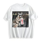 Raccoons Diet Coke Cotton T-Shirt in White