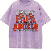 Tengo Dos Titulos Papa Abuelo Spanish Father's Day Vintage Washed T-Shirt in Purple