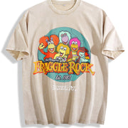 Fraggle Rock Jim Henson's Licensed for Classic for Movie Vintage Washed T-Shirt in Beige