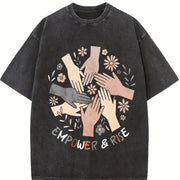 Empower and Rise Vintage Washed T-Shirt in Black
