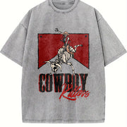' with Large Back Retro Vintage Washed T-Shirt in Gray