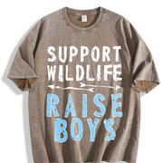 Support Wildlife Raise Boys Vintage Washed T-Shirt in Brown