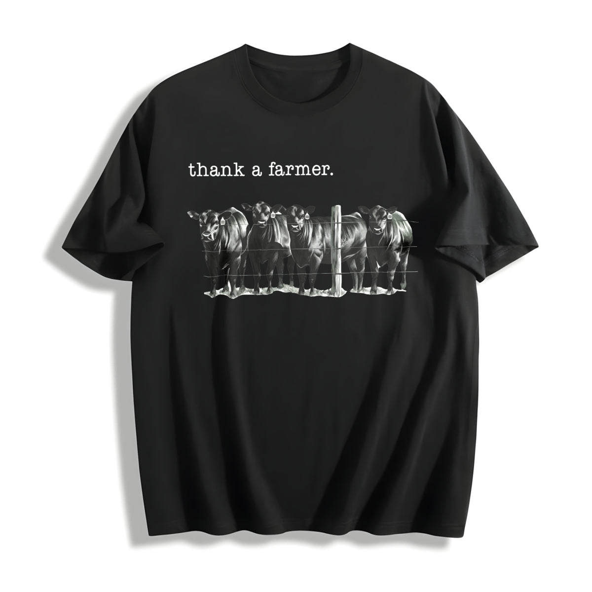 Thank a Farmer Beef Farmer Cotton T-Shirt in Black