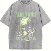 Forbidden Forest Bookish Vintage Washed T-Shirt in Gray