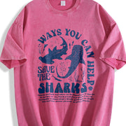 Ways You Can Help Save the Sharks vintage washed oversized T-shirt in Red