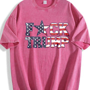 Fuck Trump USA Flag Vintage Washed T-Shirt in Red