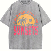 Forever Chasing Sunsets vintage washed oversized T-shirt in Gray