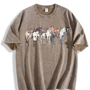 Western Horse Vintage Washed T-Shirt in Brown