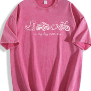 Boy Mom Era Dinosaur Monster Truck Football Bike Vintage Washed T-Shirt in Red