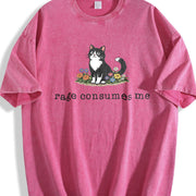 Cat Meme Rage Consumes Me Vintage Washed T-Shirt in Red