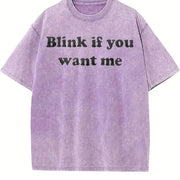 Blink If You Want Me Y2K vintage washed oversized T-shirt in Purple