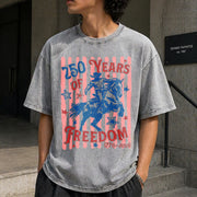 250 Years of Freedom Bucking Horse Vintage Washed T-Shirt in Gray