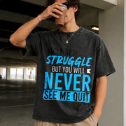 Never Give Up Vintage Washed T-Shirt in Black