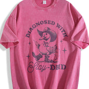 Retro Goose Diagnosed with Slay-dhd Vintage Washed T-Shirt in Red