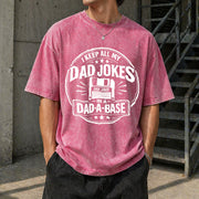 I Keep All My Dad Jokes in a Dad-a-base Vintage Washed T-Shirt in Red