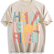 Easter Elegant Sun Element HE IS RISEN Vintage Washed T-Shirt in Beige