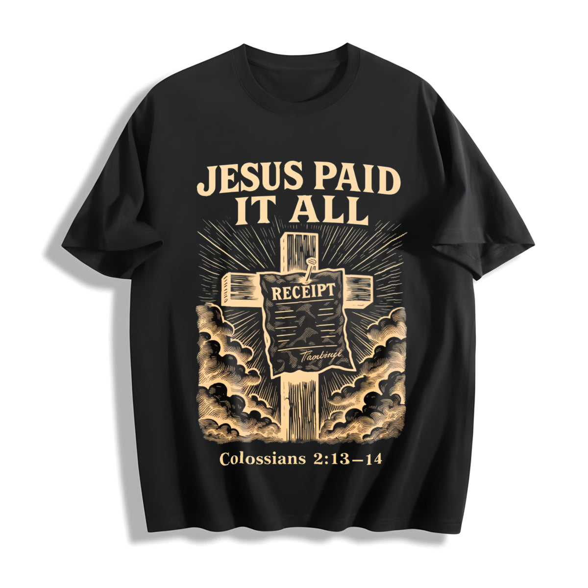 JESUS PAID IT ALL Cotton T-Shirt in Black