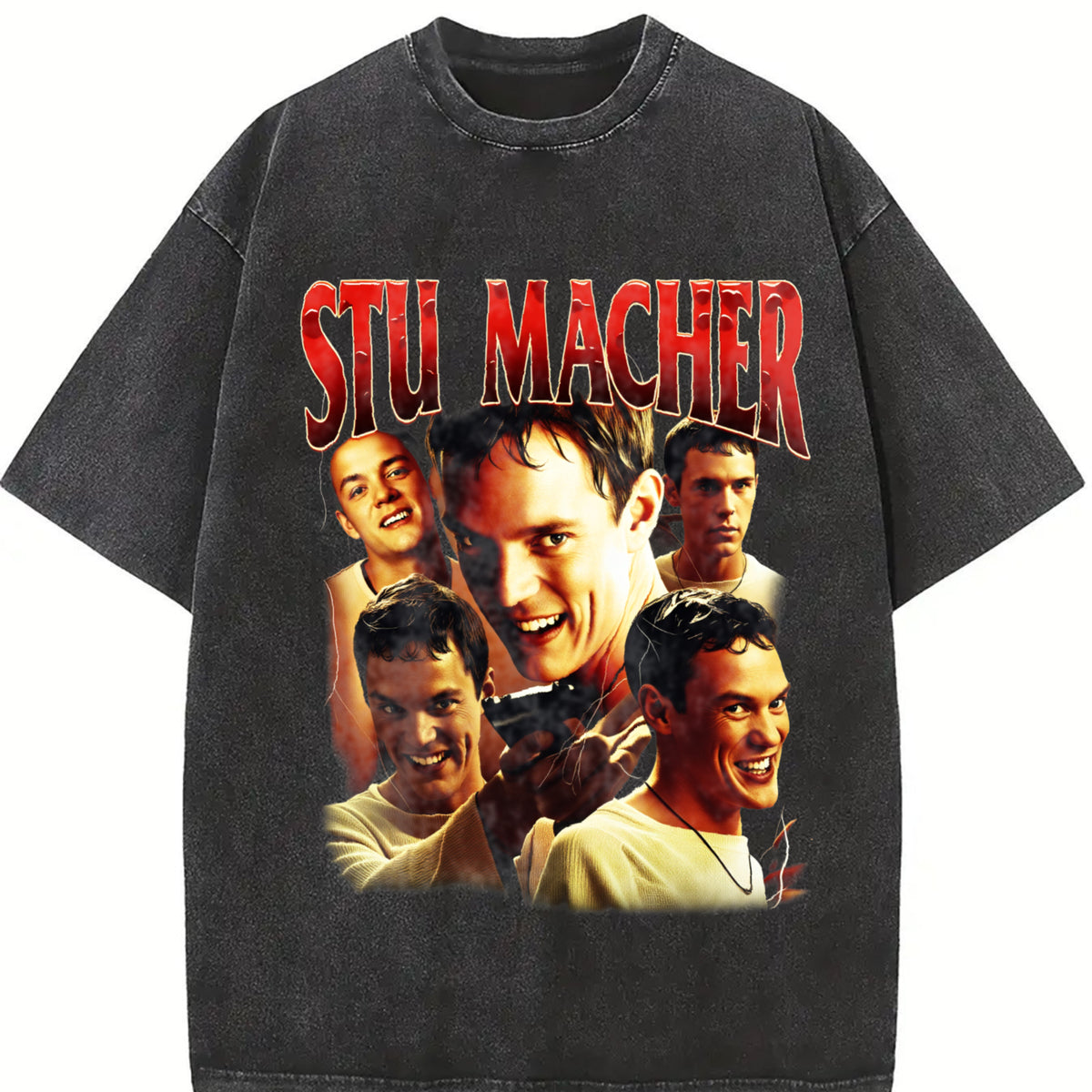 Stu Macher 90s Bootleg Classic Vintage Washed T-Shirt in Black