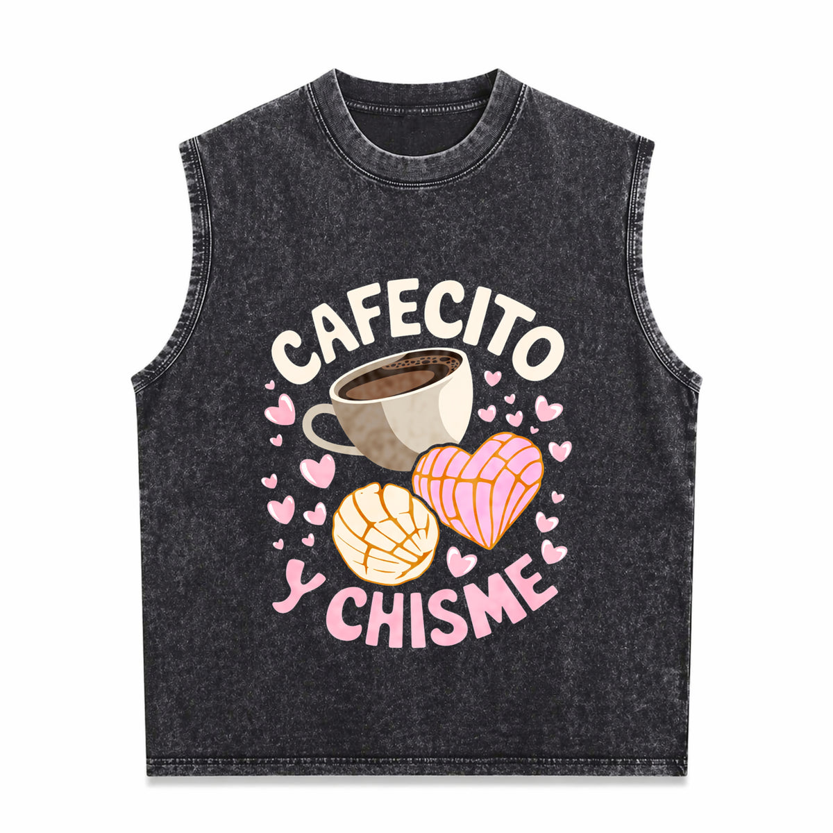 Latina Mexican Baked Concha Pastry Conchas Vintage Washed Tank Top in Black