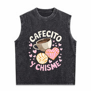 Latina Mexican Baked Concha Pastry Conchas Vintage Washed Tank Top in Black