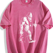 Retro Bigfoot Middle Finger 90s Vintage Washed T-Shirt in Red