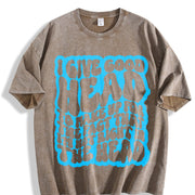 Not Right in the Head Humor Retro Wavy Lettering Sarcasm Vintage Washed T-Shirt in Brown