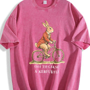 Rabbit Off to Cause a Kerfuffle Vintage Washed T-Shirt in Red