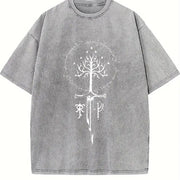 LOTR Middle Earth JRR Tolkien Lord of the Rings vintage washed oversized T-shirt in Gray