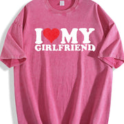 I Love My Girlfriend Vintage Washed T-Shirt in Red