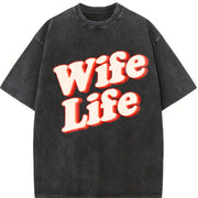 Wife Life Vintage Washed T-Shirt in Black