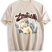 Cherub Emotion Rhinestone Tank Vintage Washed T-Shirt in Beige