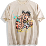 Yusuke Urameshi - Yu Hakusho Anime Manga vintage washed oversized T-shirt in Beige