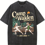 Camp Walden Fencing Club Vintage Washed T-Shirt in Black