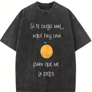 Camiseta Graciosa Para Latinos Hispanos in Spanish. vintage washed oversized T-shirt in Black