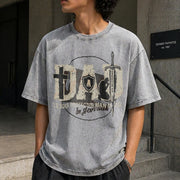 Man of God Husband Dad Christian Dad Father's Day Vintage Washed T-Shirt in Gray