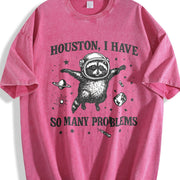 Houston I Have So Many Problems Vintage Washed T-Shirt in Red