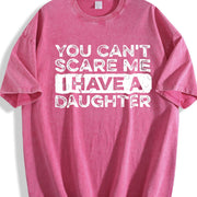 You Can't Scare Me I Have a Daughter Vintage Washed T-Shirt in Red