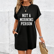 Not an Early Bird Slogan Pajamas- Pajamas Cotton T-Shirt in Black