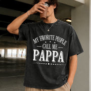 Custom My Favorite People Call Me Papa Vintage Washed T-Shirt in Black