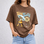 Subtle Anti Ice Stay Salty Protest vintage washed oversized T-shirt in Brown