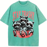 Stay Trashy Retro Vintage Washed T-Shirt in Blue