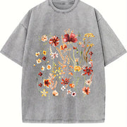 Fresh Off the Market Vegetable Bouquet Vintage Washed T-Shirt in Gray
