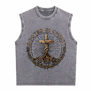 Rooted in Christ Jesus Vintage Washed Tank Top in Gray