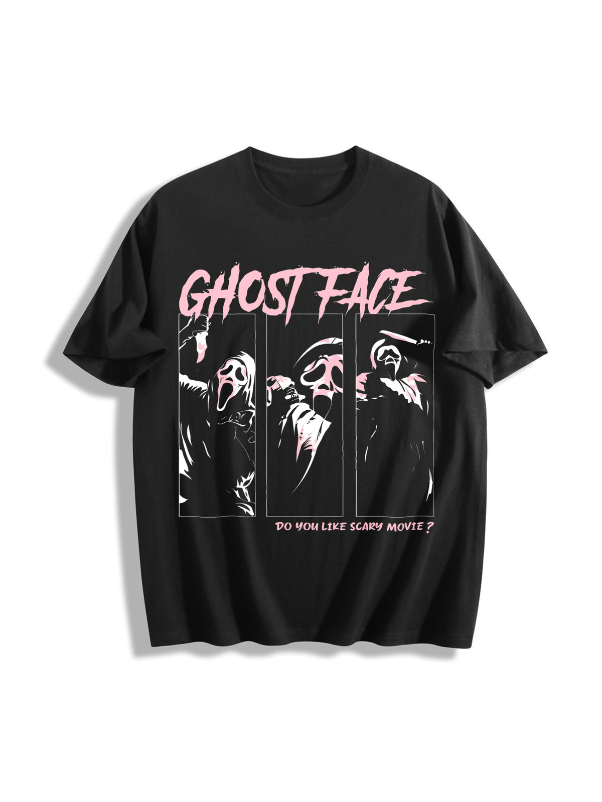 Ghostface Horror Movie Cotton T-Shirt in Black